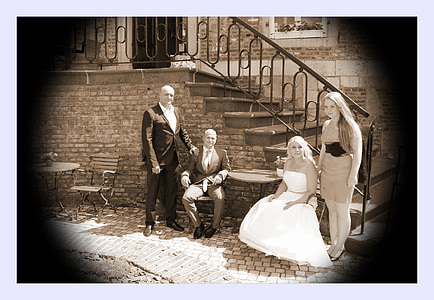 bruiloft, gehuwd met, huwelijk, Retro, Classic, zwart-wit, Vintage