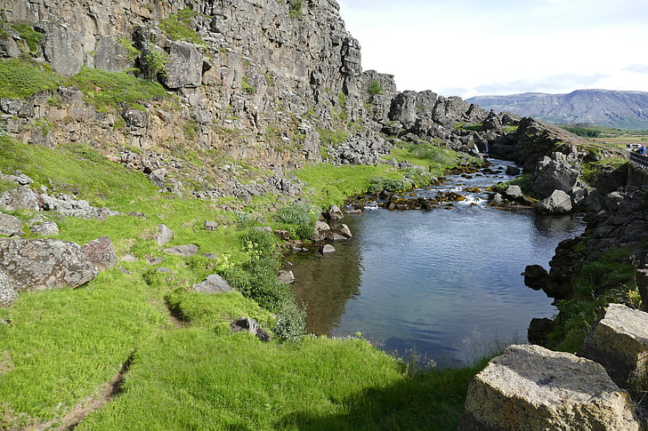 Islandia, Thingvellir, Parlamento, Þingvellir, roca, montañas, continental de la cambio