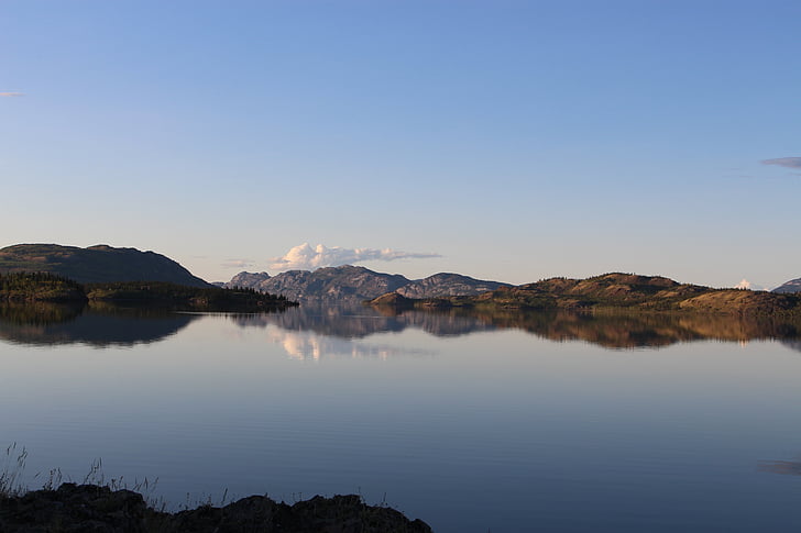 Lago laberge, Yukon, Canadá, Lago, Whitehorse, naturaleza, abendstimmung