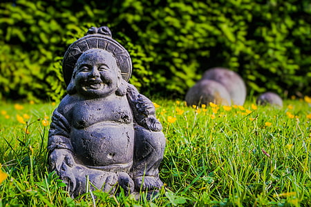 foco de Buda, Buda, Feng shui, jardim, Zen, estátua, pedra