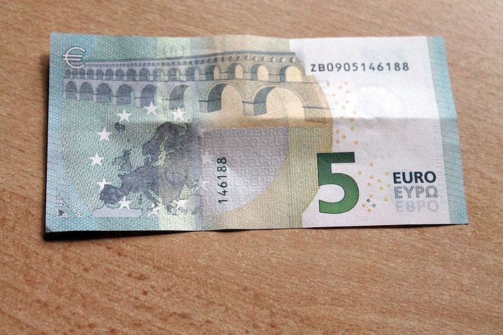 dollar bill, euro, currency, bills, paper money, 5 euro