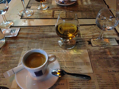 Café, caffè, bello, Francia, Costa Azzurra, Cognac, dal menu