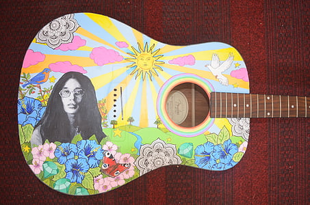 ακουστική κιθάρα, hippie, κιθάρα, Χειροποίητη, 60ies, τέχνη, καλλιτέχνης
