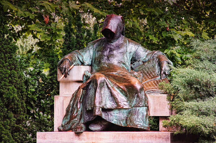 vajdahunyadvár, Anonymus, anıt, Budapeşte, metal, şekil, heykel