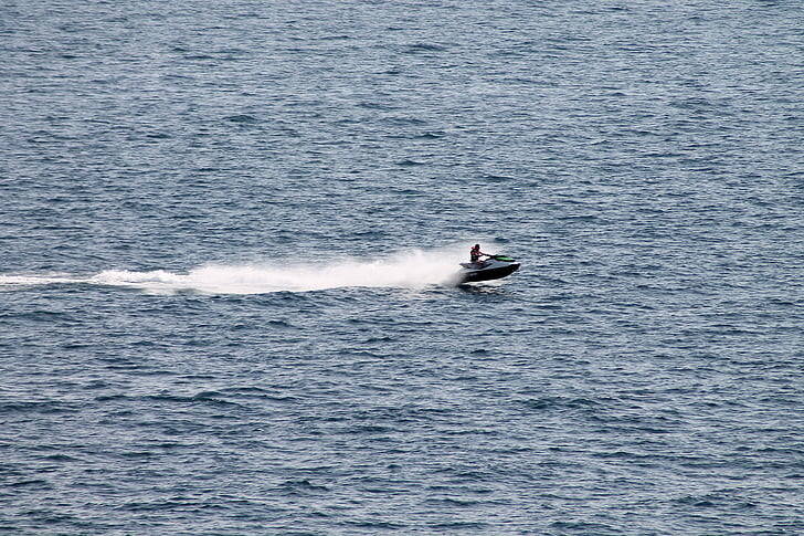 jetski, action, bateau à moteur, bateau, voile, la mer, eau