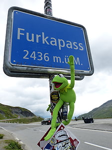 průsmyku Furka, Pass, Kermit, žába, Švýcarsko