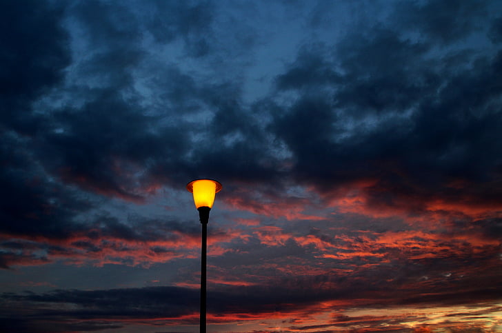 sunrise, lantern, sky, red, cloud, nice