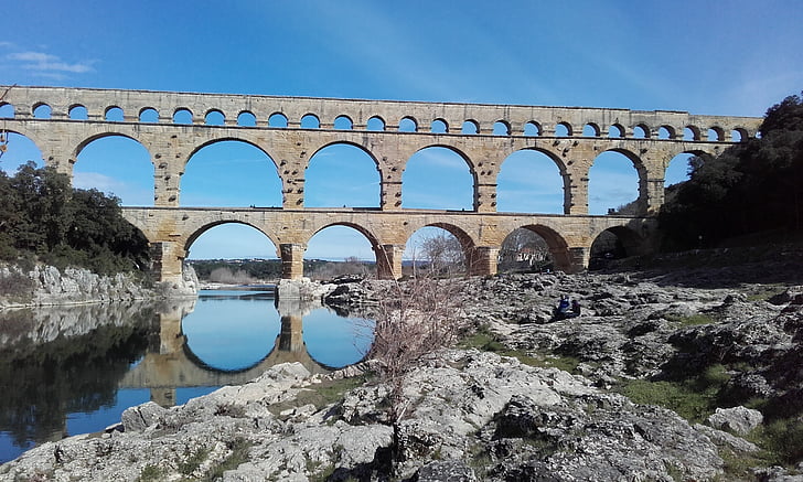 aquaduct, Romeinse, Frankrijk, UNESCO, oude, steen, boog