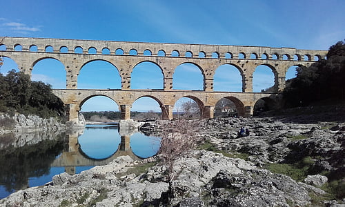 aqueduct, roman, france, unesco, ancient, stone, arch