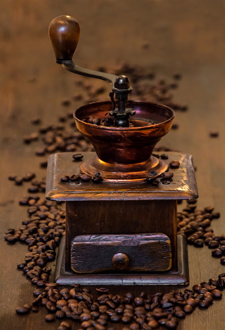 coffee, grinder, old coffee grinder, cafe, caffeine, drink, coffee beans