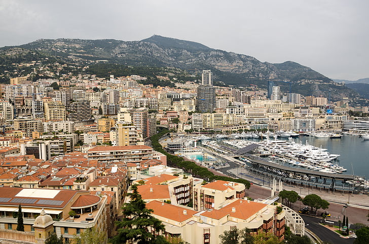 Monaco, Port, jachtok, mediterrán, hajók, víz, város