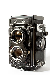kamera, analóg, kettős-lencse fényképezőgép, csípő, régi kamera, Fénykép, fényképezőgép