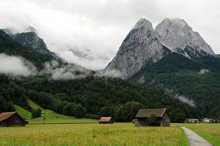 Zugspitze, túrázás, hegyek, Alpok, Németország, hegyi, természet