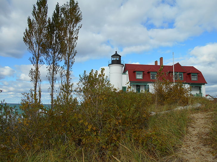 natur, søen, Michigan, Lighthouse