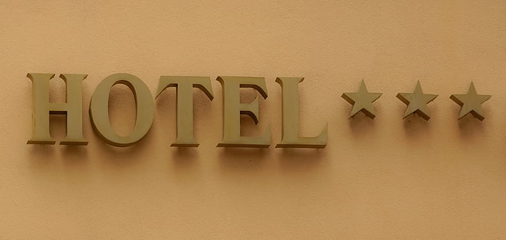 Viešbutis, ženklas, kelionės, atostogų, turizmo, žvaigždės, trys