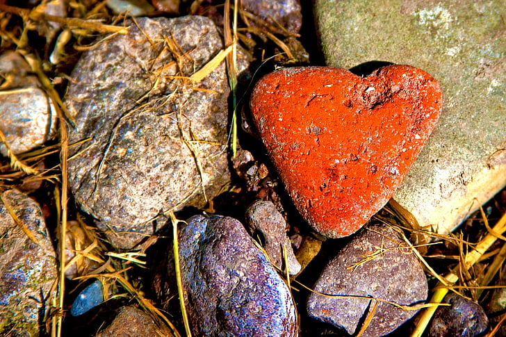 pierres, coeur, nature, amour, romantique, Saint-Valentin, Bienvenue