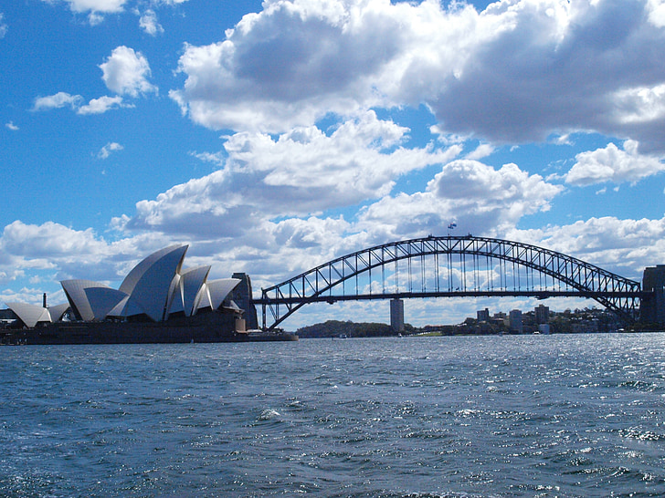 Sydney, havn, Bridge, avstand, arkitektur, skyline, byen