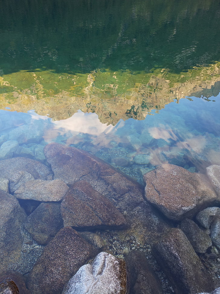 reflection, rocks, mountains, nature, beautiful, lake, stone