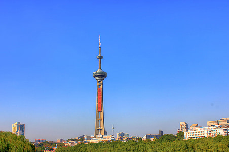Chiny, Jiangsu, Nanjing, Wieża telewizyjna, Architektura, Skyline, Miasto