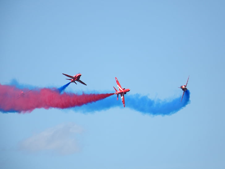 flechas rojas, Airshow, pantalla de aire, halcones de, vuelo, Royal Air Force, pantalla