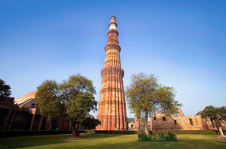 Qutb minar, Delhi monument, Fort, landschap, het platform, religie, reisbestemmingen