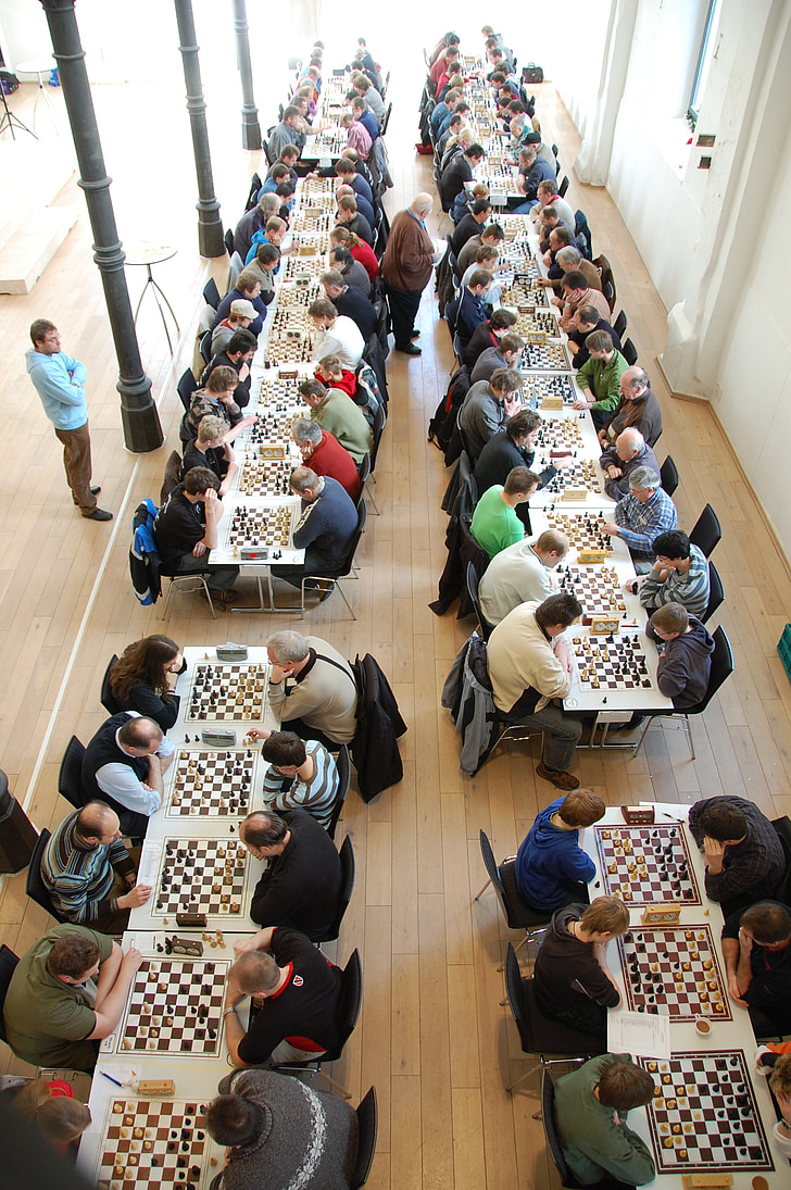 Şah, turneu, Congresul de şah, jucători, tablă de şah, oameni, în interior