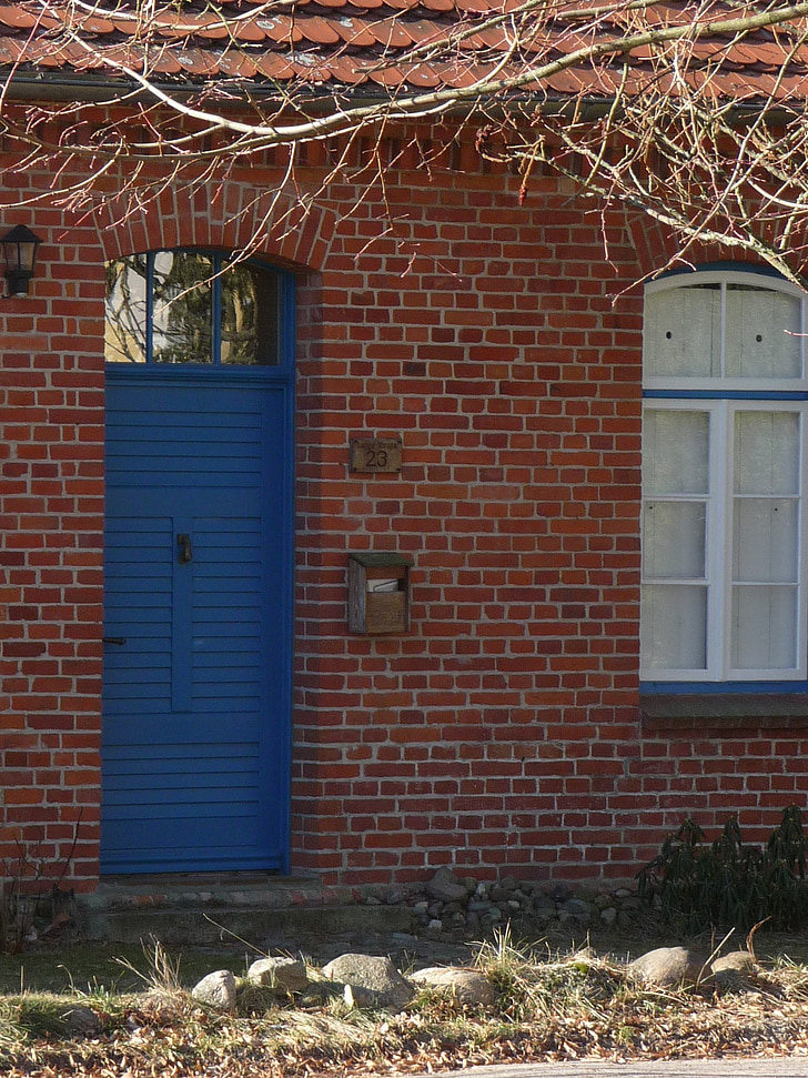 front door, blue door, home, house entrance, door, old, portal