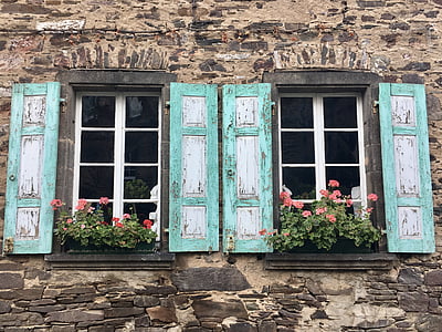 maison ancienne, fenêtre de, Allemagne, Windows, jardinières, façade, volets roulants