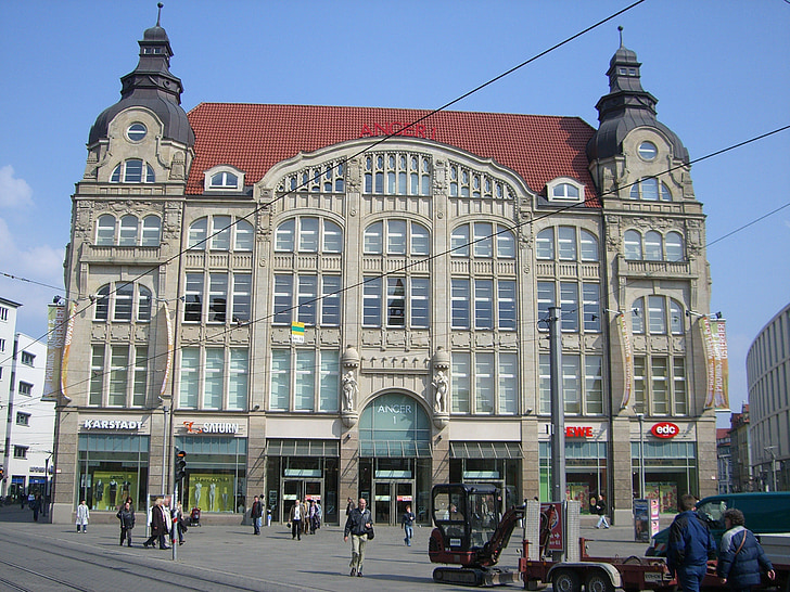 Erfurt, Bahnhofplatz, gebouw, historisch, gevel, oude stad