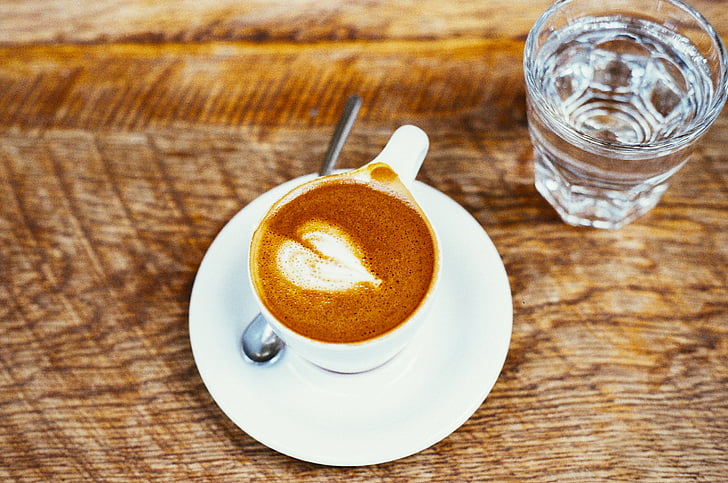 káva, biela, keramické, hrnček, cappuccino, kaviareň, pohár