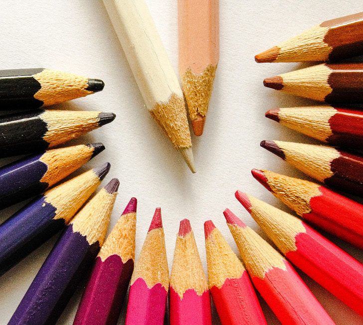 lápices de colores, colorido, dibujo, a color, Blanco, beige, negro