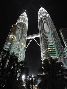 吉隆坡, 马来西亚, 亚洲, 双子塔, 晚上, 城市中心