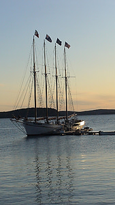 bar du port, Maine, bateau à voile, port, bateau, Côte, mer