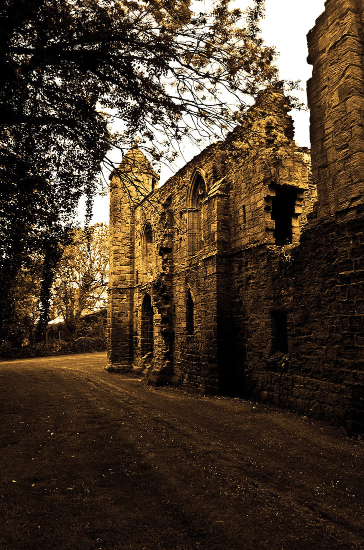 ruiner, vegger, arkitektur, bakgrunn, historie, North yorkshire, spofforth