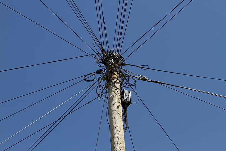 strommast, cable d'alimentació, Amanida de cable, electricitat, línia de poder, cable, Pol