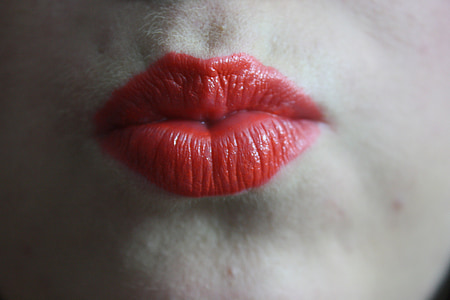 baiser, festive, rouge à lèvres, rouge, 