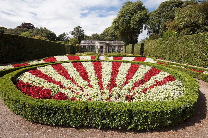Rondelle, kvety, architektonické Záhrada, červená, biela, Francúzska Záhrada, Flora