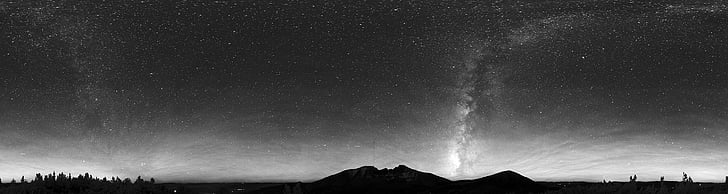 noční obloha, Mléčná dráha, hvězdy, Kosmos, prostor, světla, krajina