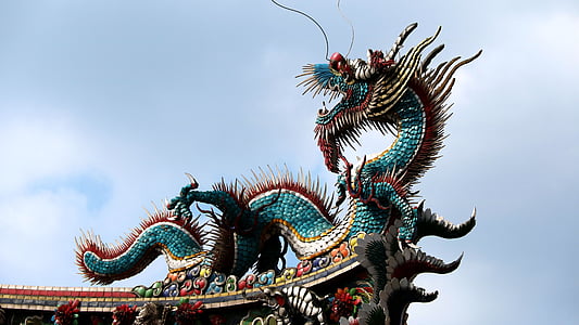 Dragon, myytti-tarina, Jumala, Jumala tulee, temppeli, eläinten, Kiina myytti