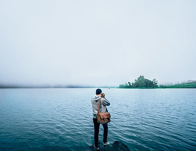 пригоди, хлопець, озеро, людина, на відкритому повітрі, людина, фотограф