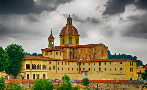 seminarie, Florence, Italië, hemel, wolken, landschap, schilderachtige