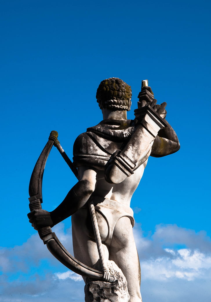 statue, sculpture, archer, stone sculpture, stage of the marbles, sport, rome