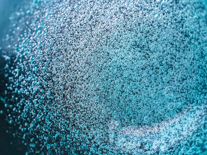 bubbles, water, abstract, blue, macro, bokeh, textured