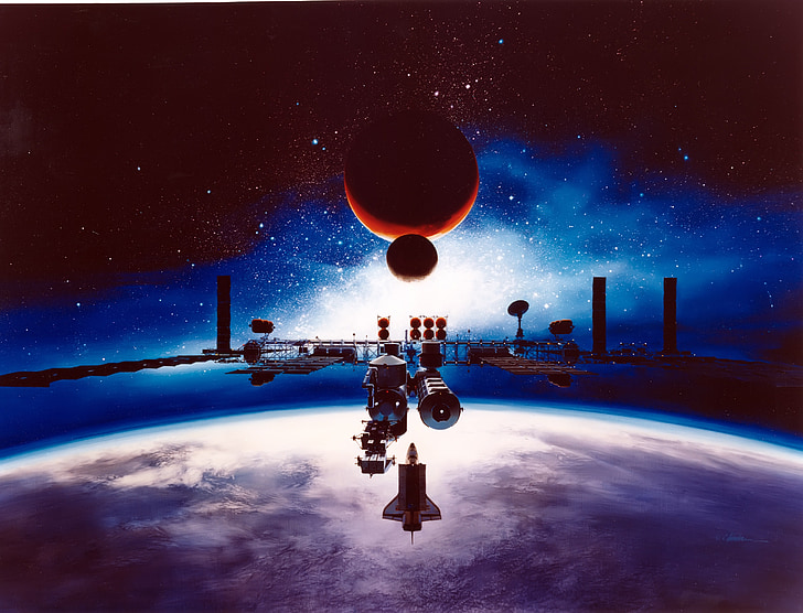 tàu vũ trụ, Space, Station, Dom, nghệ sĩ, rendering, quỹ đạo