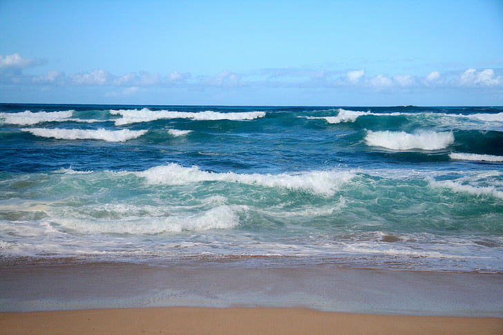 vlny, oceán, přímořská krajina, voda, Příroda, pláž, modrá