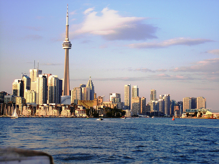 Toronto, đường chân trời, cảnh quan thành phố, nhà chọc trời, đô thị, kinh doanh, Lake