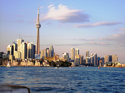 Toronto, siluets, cilvēki un kultūra, Debesskrāpis, pilsētas, uzņēmējdarbības, ezers