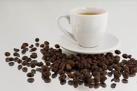kaffe, bønner, kaffebønner, espresso, kaffekopp, Cup