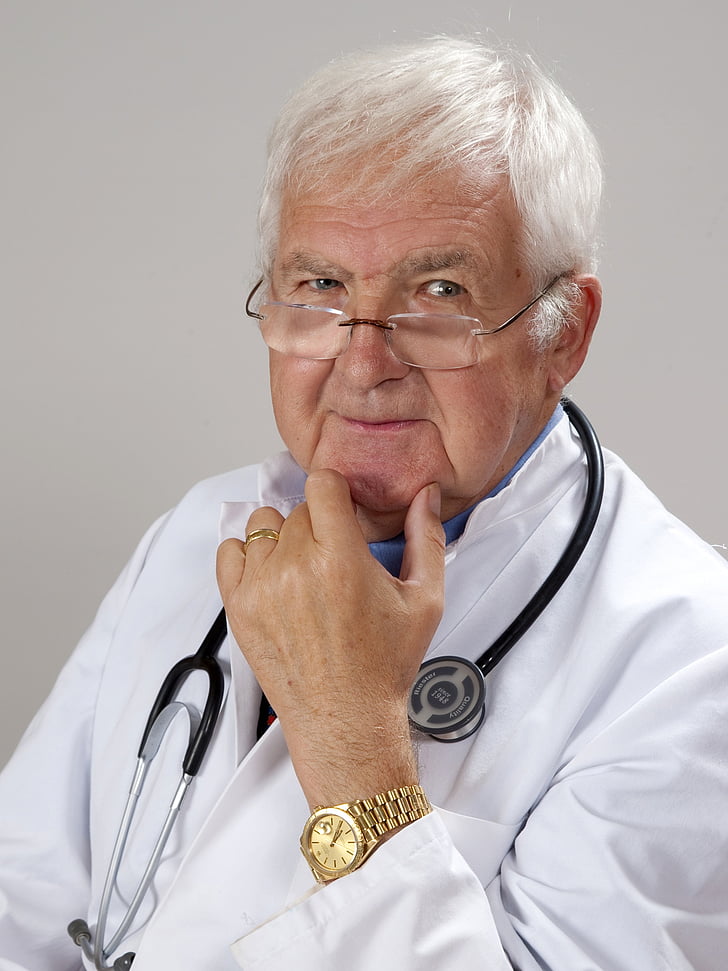 doctor, gray hair, experience, stethoscope, eyeglasses, one man only, healthcare and medicine