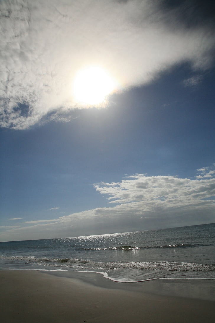 puesta de sol, surf playa, agua, mar, de surf, Océano, cielo
